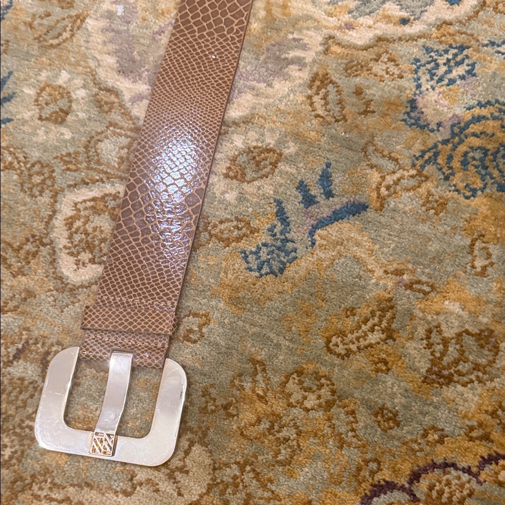 Anne Klein Vintage Brown Snakeskin Embossed Leather Belt - Size Large
